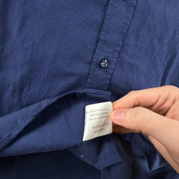 Stenstroms Cotton Slimline Romania 15.75 Blue Mens Shirt Button Up Solid Spread - Picture 10 of 15
